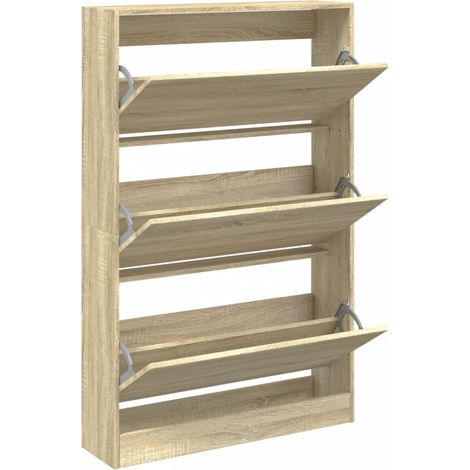 Armoire à chaussure Meuble à chaussures chêne sonoma 80x21x125,5cm bois ingénierie (1/5)