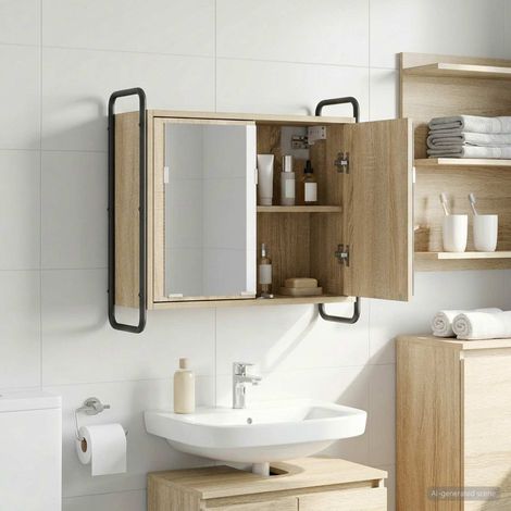 vidaXL Armario de Baño Colgante Roble Sonoma 64 x 20 x 56,5 cm (1/5)