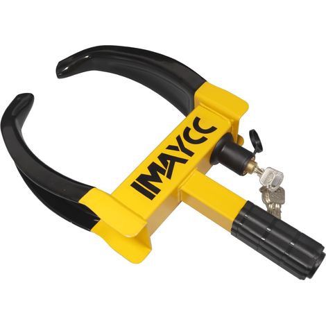 Sabot de roue antivol avec 10 trous de réglage et noyau en cuivre - Serrure de sécurité pour pneus de 19 à 32 cm de large - Pour caravane, camping-car (1/5)