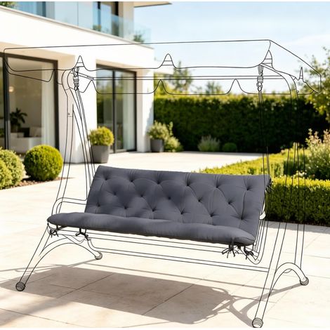 Coussin de balancelle 150x98x8 cm en polyester et coton gris, design moderne pour jardin FloraGrace (1/5)