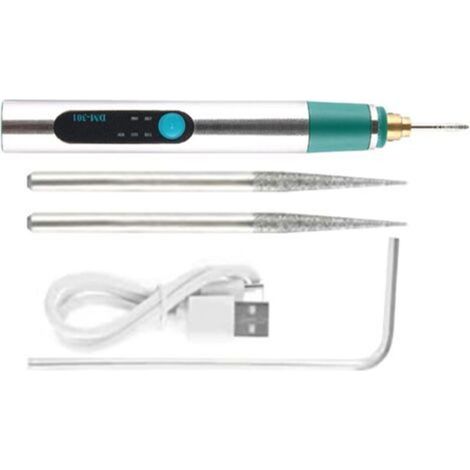 Stylo Graveur pour Matériaux - Machine à Graver Kit De Stylo De Gravure Rechargeable Avec 3 Réglages De Vitesse pour DIY, Bijoux, Bois, Verre, Billes, Pierre, Travail du (1/5)