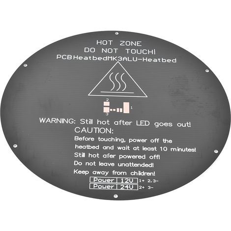 Plateau chauffant rond avec substrat en aluminium 12/24 V, pièces pour imprimante 3D, 220 x 220 x 5 mm (1/5)