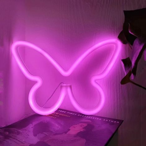 Enseigne au néon papillon LED, décoration murale, veilleuse alimentée par batterie, adaptée au salon, chambre d'enfant, , décoration de fête de Noël (1/5)