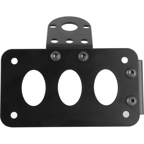 Support de plaque d'immatriculation moto, feu arrière latéral, cadre en alliage d'aluminium, noir (1/5)