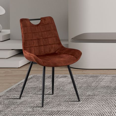 Chaise de salle à manger en velours cuivre MARINA (lot de 2) (1/5)