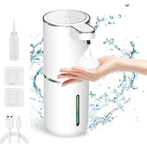 Distributeur savon liquide automatique 380 ml – USB rechargeable, IPX5 étanche – Pour cuisine, salle bain – Lot de 10 (1/4)