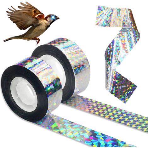 2 rouleaux de 80 m de ruban laser répulsif pour oiseaux, à carreaux et à motifs floraux (1/5)