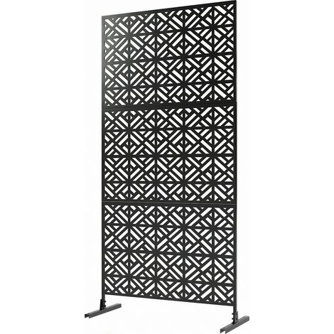 Panneau Brise Vue décoratif Extérieur Claustra Décoratif Jardin 3 Panneaux à motif géométrique métal 92x40x192cm Noir (1/5)