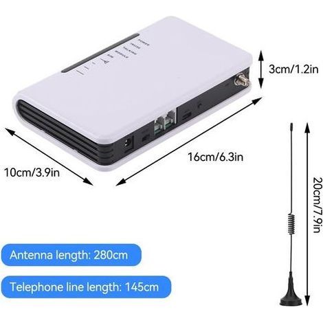 1 - Terminal GSM - Passerelle Fixe - Alarme et Téléphone - Antenne Incluse - Adaptateur EU - Noir