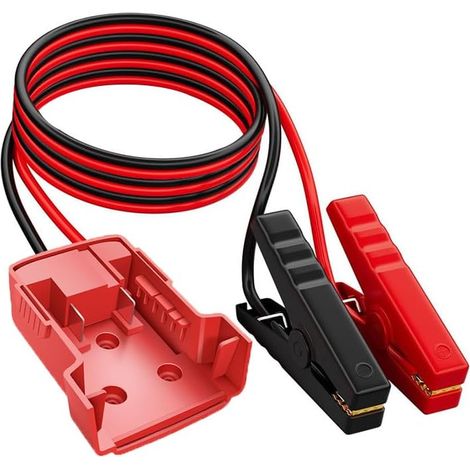 Câbles de démarrage avec adaptateur pour Milwaukee M18, fil en silicone de 0,6 m 8 AWG, démarreur de batterie 18 V pour voitures de taille moyenne, camions légers, démarrage de voiture à l'aide d'un (1/5)
