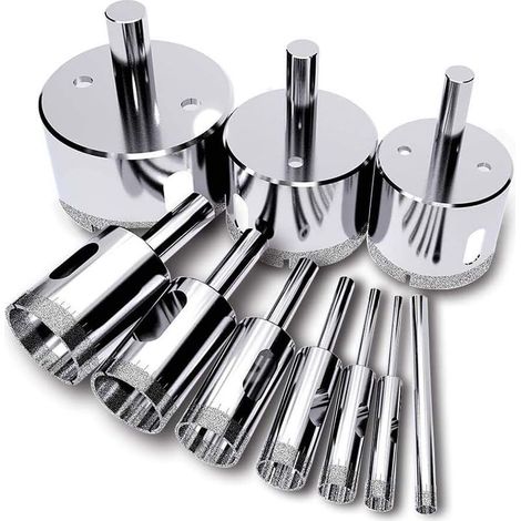 450mm Foret de Diamant, (10 Pcs ensemble de sciecloche), coupeur de trou de tuile, Scie diamantée (Outils de solvant pour le verre, la porcelaine, la céramique, la pierre de granit) (1/5)