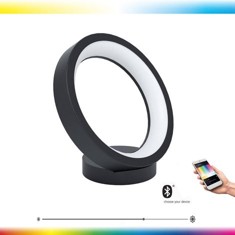 Lampe de table LED EGLO connect Marghera-C, lampe de table à 1 ampoule, lampe de chevet en acier et plastique en noir, blanc, changement de température de couleur (chaud, neutre, froid), RVB, dimmable (1/5)