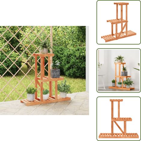The Living Store Portafiori 81x25x75,5 cm in Legno Massello di Abete - Supporto per piante