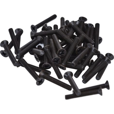 Kit de 50 vis à tête fraisée cruciforme DIN 965, galvanisées noires, M3x16 (1/5)