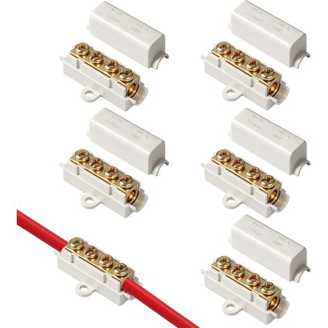 Lot de 5 Connecteurs Câbles Électriques 1000 V 100 A, Connecteur Fil Laiton avec Bornier Fil à Double Vis, Borne Connexion Haute Performance pour Fils 2,5 à 16 mm² (1/5)