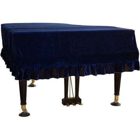 Housse de piano - Velours épais - Velours doré - Anti-poussière - Antistatique - Housse de chaise non incluse - 150-160 cm - Bleu (1/4)