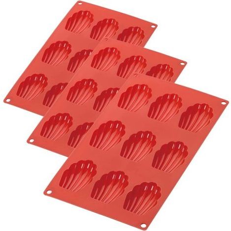 Silicone madeleine molds (set of 3), 9-cavity fluted cake mold, high (1/3)