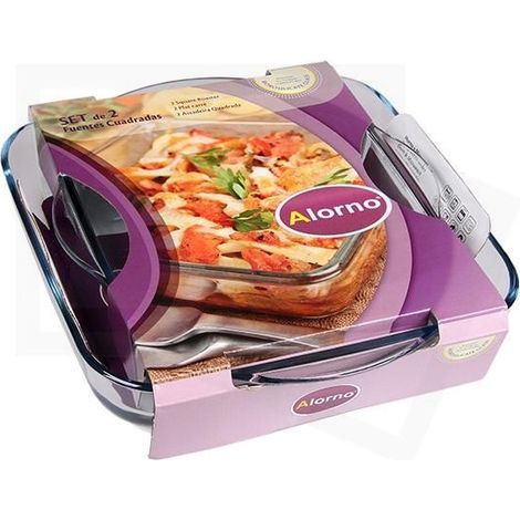 Set 2 Casseruole Pirofile Forno e Frigo in Vetro Quadrate 28 x 28 + 22 x 22 cm (1/2)