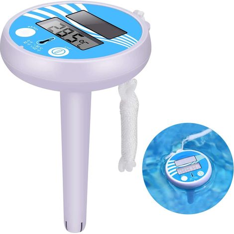Thermomètre Piscine Flottant, Thermomètre Piscine Solaire Numérique avec Corde à énergie solaire, étanche IPX68, Grand Écran LCD pour Lecture Facile Thermometre de Piscines pour Bassin Spa (1/5)