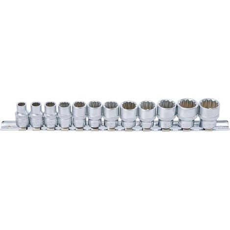 Jeu de Douilles 12 pcs 8-19 mm - Douze Pans, 10 mm (3/8) - Polyvalent et Pratique pour Mécanique - D-Work