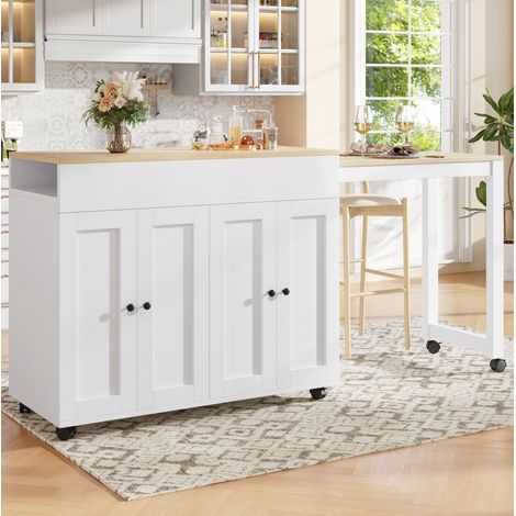 Mesa alta extensible con almacenaje 117-180 x 50 x 94,6 cm, MDF blanco HAVRYA (1/5)