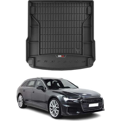 Tapis de Coffre 3D TPE Premium pour Audi A6 C8 Avant 2018 à 2022, Bac de Protection de Coffre Intérieur antidérapant, Revêtement de Coffre Bords Hauts pour Voiture, Noir