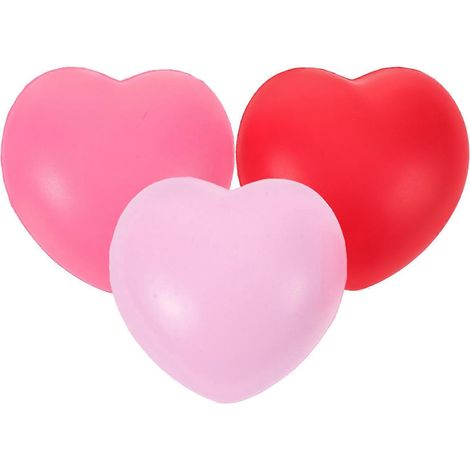 Lot de 3 balles d'exercice pour les mains en forme de cœur, balles anti-stress à presser, balles de massage pour les doigts et la préhension.-7.00X7.00X5.00CM