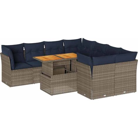 Maison Exclusive - 9-tlg. Garten-Sofagarnitur mit Kissen Grau Pol (1/5)