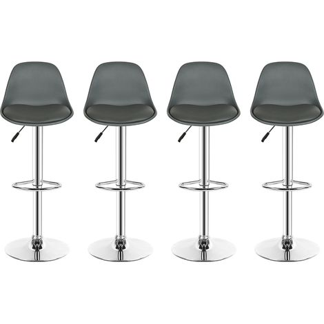 Sedia da bar con cuscino in PU4 pcsgrigioaltezza regolabile (1/3)