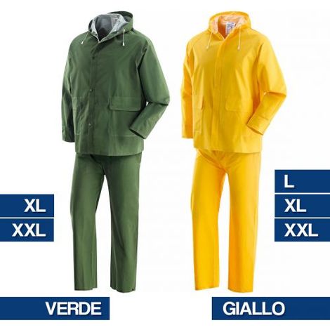 Completo impermeabile XTREM giacca e pantaloni in PVC - Colore Giallo - Taglia L (1/4)
