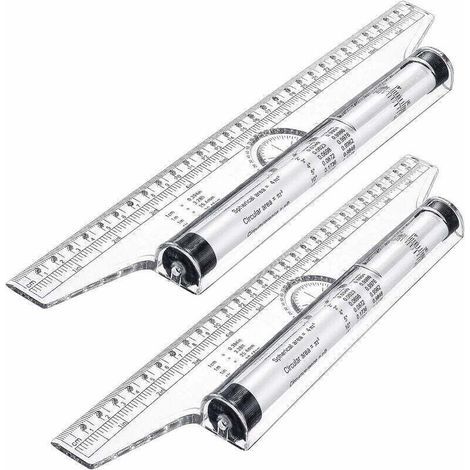 2 pièces en plastique règle de roulement de mesure, règle de rouleau de dessin, règle parallèle, règle de conception de dessin multifonctionnelle pour mesurer, dessiner, étudiant, école et bureau (1/5)