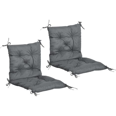 Lot de 2 Coussins de Chaise d'extérieur, Galette de Chaise avec Attaches, Coussins de Jardin pour terrasse ou Balcon, 98 x 50 x 8 cm, Gris (1/5)