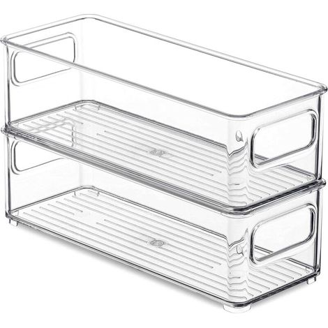 Boîte de rangement pour poste de travail cosmétique, snacks et autres articles de cuisine . Boîte PET à bords droits - petite, 1 pièce [A13] PET haute transparence - 2 pièces (1/5)