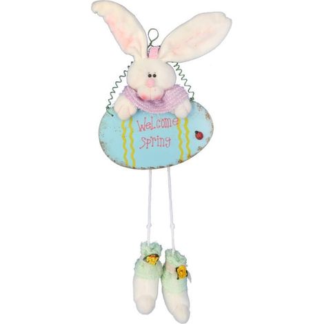 Coniglietto di peluche in legno da appendere, uovo da 50 cm (1/2)