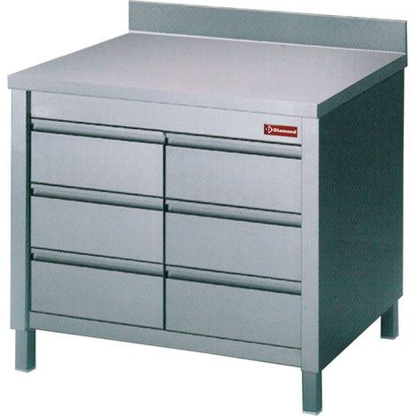 Table sur armoire 6 tiroirs GN 1 / 1 - Diamond (1/3)