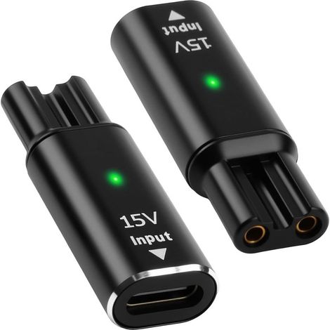 Lot De 2 Adaptateurs Chargeur USB-C 15V HQ8505 Type-C pour Rasoir Philips Norelco HQ8505, Séries 7000, 5000 Et 3000, OneBlade QP6520, QP6530 Et QP6510, sans Câble (1/5)