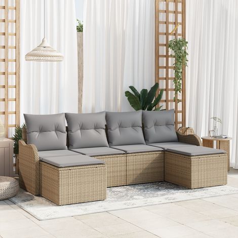 Gartensofa-set Beige Poly-Rattan vidaXL (1/5)