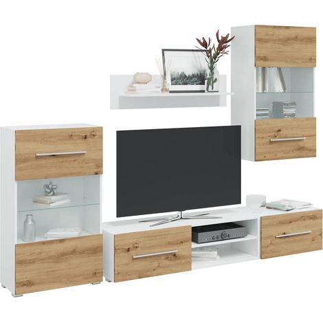 5-tlg. Wohnwand mit LED-Beleuchtung Artisan-Eiche Holzwerkstoff