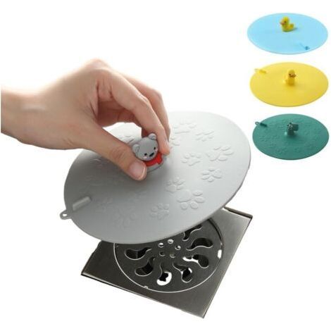 Gray Bear Drain Cover, Cartoon Pattern Drain Cover, Bathtub and Shower Plugs and Caps, Overflow Plugs, Sink Care and Cover (1/5)