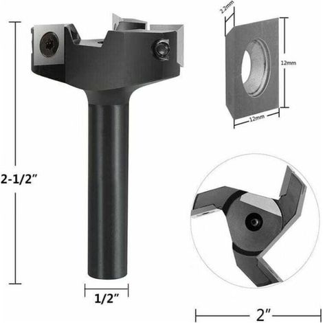 Punta per fresatrice da 12 mm di gambo, diametro di taglio 60 mm, con 3 inserti, per legno, pialla, finitura superficiale,-Crezuo