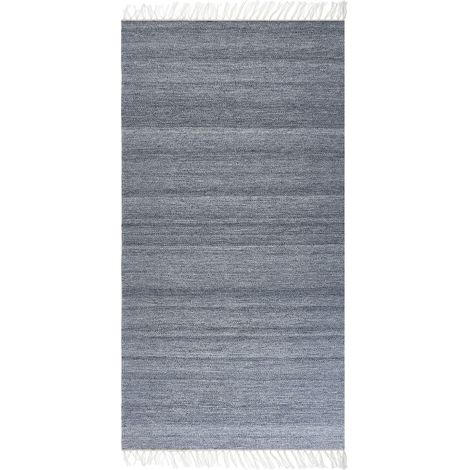 Tapis Gris en Matière Synthétique 80 x 150 cm Fait à la Main avec Franges Malhia (1/5)