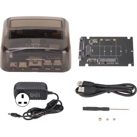 Station d'accueil USB 3.0 pour disques durs IDE/SATA, double baie 6 Gbps, externe pour 2 disques durs, alimentation AC 100-240V avec prise UK (1/5)