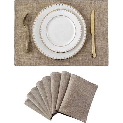 Ein Set aus 8 Leinen-Tischsets im Landhausstil (13 x 19 Zoll), hitzebeständig und umweltfreundlich, geeignet für Esstische.
