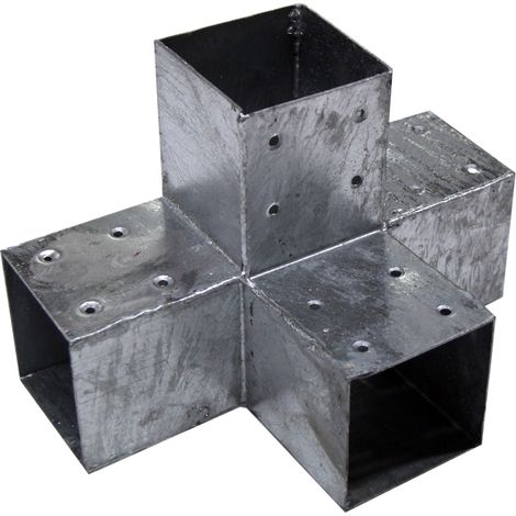 Winox – Connecteur 4D angles 90° pour poteau 9x9 cm – Acier galvanisé – Fixation par 16 trous Ø 5 mm – Pour structures extérieures