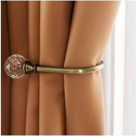Embrasses à Rideaux Crochets Murals U Métal Curtain Tiebacks, Rideau Metallique -2 Pack (Bronze) (1/3)