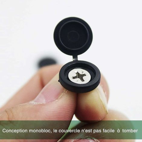 100 Pièces Cache Vis Plastique,Bouchon à Vis en Plastique,Couvercle à vis,Cache-vis de rondelle,Couvercle Décoratif à Vis (Noir) MNS (1/4)