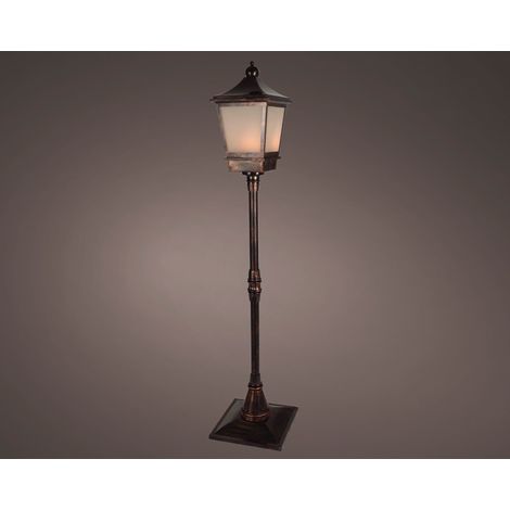 Lanterna LED effetto fiamma 37,5 x 37,5 x 185 cm ottone anticato Peraga Christmas