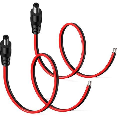 2PCS 14AWG 5.5 X 2.1mm DC Alimentation Pigtail Cables,12V 10A DC d'alimentation Connecteur pour Vidéo Surveiller CCTV Caméra Câble LED Strip Connecteur DC(0.5m) (1/5)