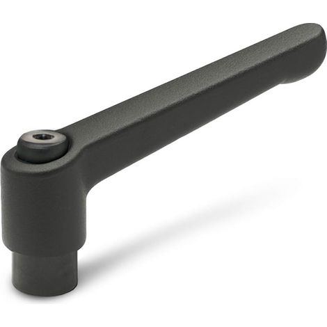 Levier de serrage réglable avec douille filetée GN 300 Douille en acier bruni Poignée en zinc moulé sous pression noire, revêtement plastique, noir, GN 300-108-M14-SW (1/3)
