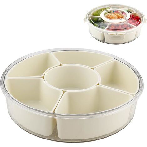 Snack Spinner Plateau Service 6 Compartiments avec Couvercle Poignée pour Noix Bonbons Aucunely (1/5)